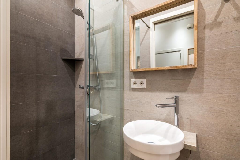 baño pequeño sin bañera y con una ducha