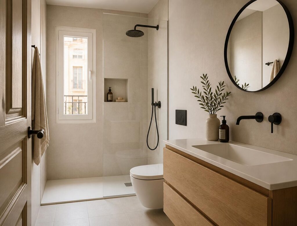 Baño reformado con plato de ducha extraplano antideslizante